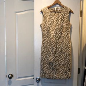 Calvin Klein tan and white dress